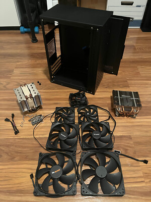 lot of computer fans, 2 x 140mm, 2 x 120mm, 2 x 90mm, 80mm, 2 x cpu air coolers