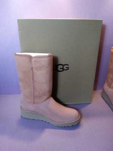 UGG Amie Navy Blue Classic Slim Suede Sheepskin Wedge BOOTS 1013428 Size 9 for