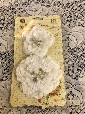New Pack Of Prima Flowers 2 Pieces Annette Col Mia White A35