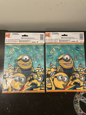 8Despicable Me Minions Loot Bags 8 Count, 2pks Tol 16 Bags New.