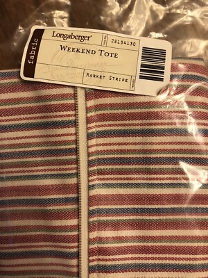 Longaberger Weekend Tote Basket Market Stripe Liner NIP