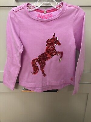 Girls Joules Shirt T Shirt Top  Size  4 Unicorn Sequin Play