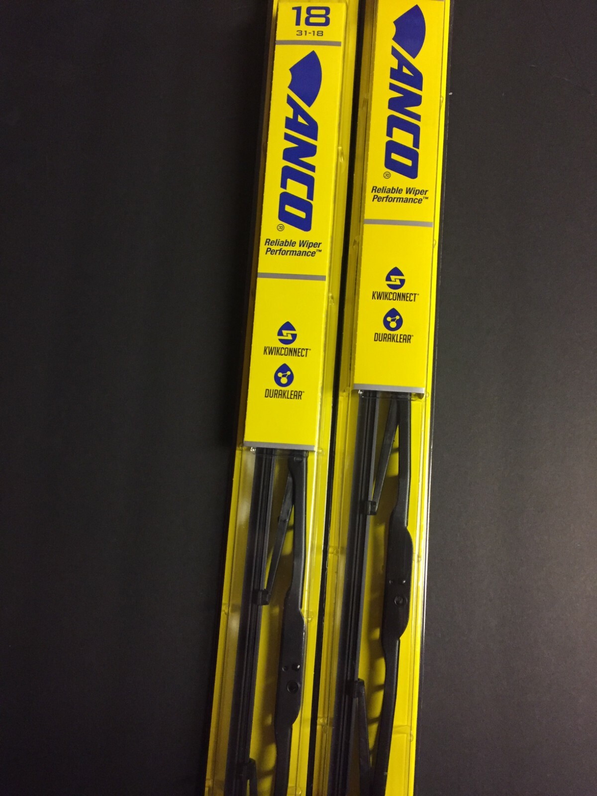2x 18" ANCO 31-18 WINDSHIELD WIPER BLADE 31 SERIES 18" BLACK METAL FRAME