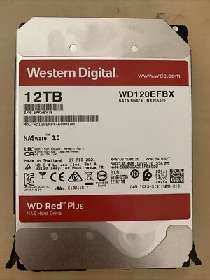 WD Red Plus NAS 12TB 3.5'' Hard Drive WD120EFBX