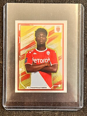 STICKER PANINI  FOOT 2022 AURELIEN TCHOUAMENI MONACO #265 ROOKIE TOPLOADER