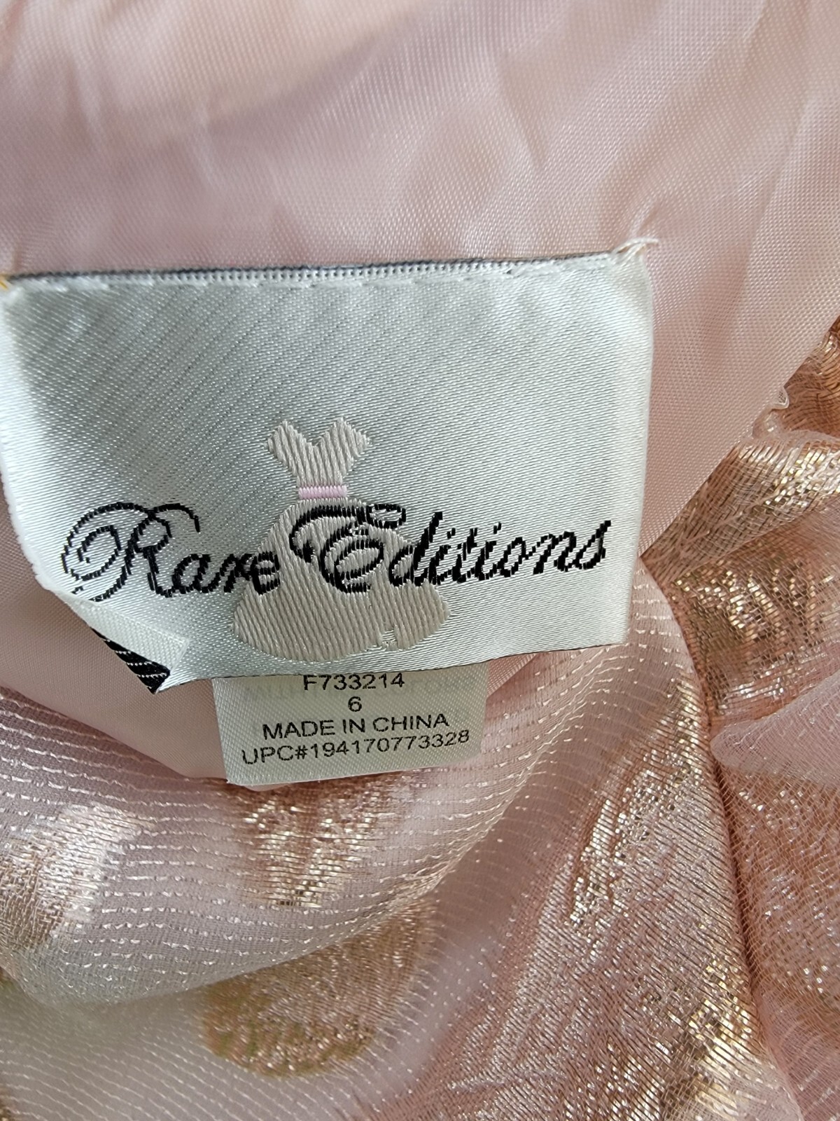 Rare Editions Puff-Sleeve Burnout Organza Dress Little Girls' 6 Blush Back Zip - Picture 9 of 17
