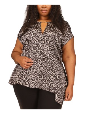 MICHAEL MICHAEL KORS Женский серый топ с баской на спине с асимметричным низом Плюс 1X