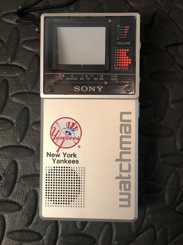 Vintage 1984 Sony Watchman New York Yankees Black & White TV FM Am Receiver