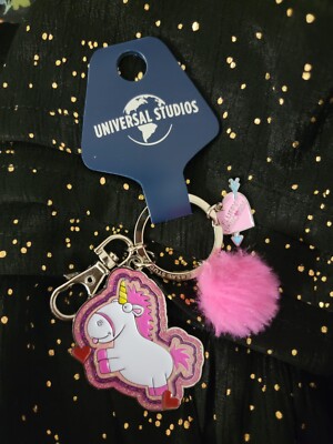 Official Universal Studios Despicable Me Fluffy Unicorn Metal/Fluff Keychain
