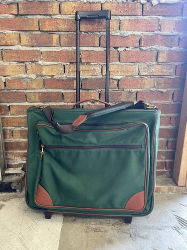 LL Bean Green Rolling Garment Bag w 