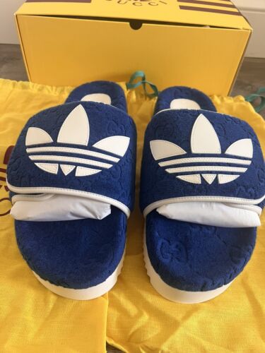Pre-owned Gucci Adidas X  Slide Sandal Royal Blue Uk Sz 12 Us 12.5-13 Sold Out Online In Green