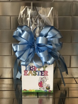Happy Easter Cookie Gift Basket-Box Wrapped With Light Blue Bow Card Included