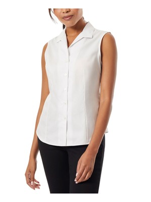 

JONES NEW YORK женский белый топ без рукавов с воротником на пуговицах