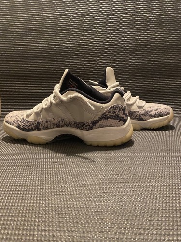 jordan 11 low snakeskin blue on feet