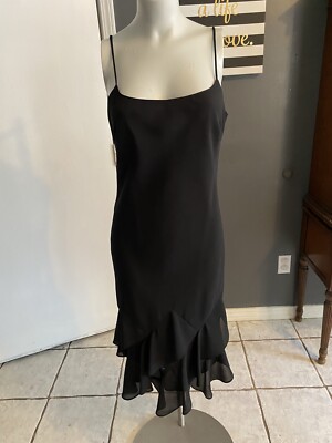 JOSEPH RIBKOFF $378 Black Tiered Cascading Sleeveless Dress Size 8