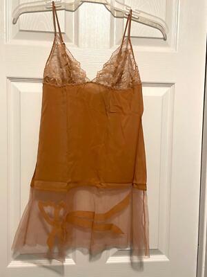 La Perla Donna Eleonora S Silk Short Gown Chemise Slip Terracotta