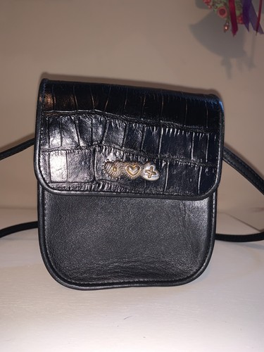 Brighton Black Leather/Patent Leather Mini Bag/ Wallet