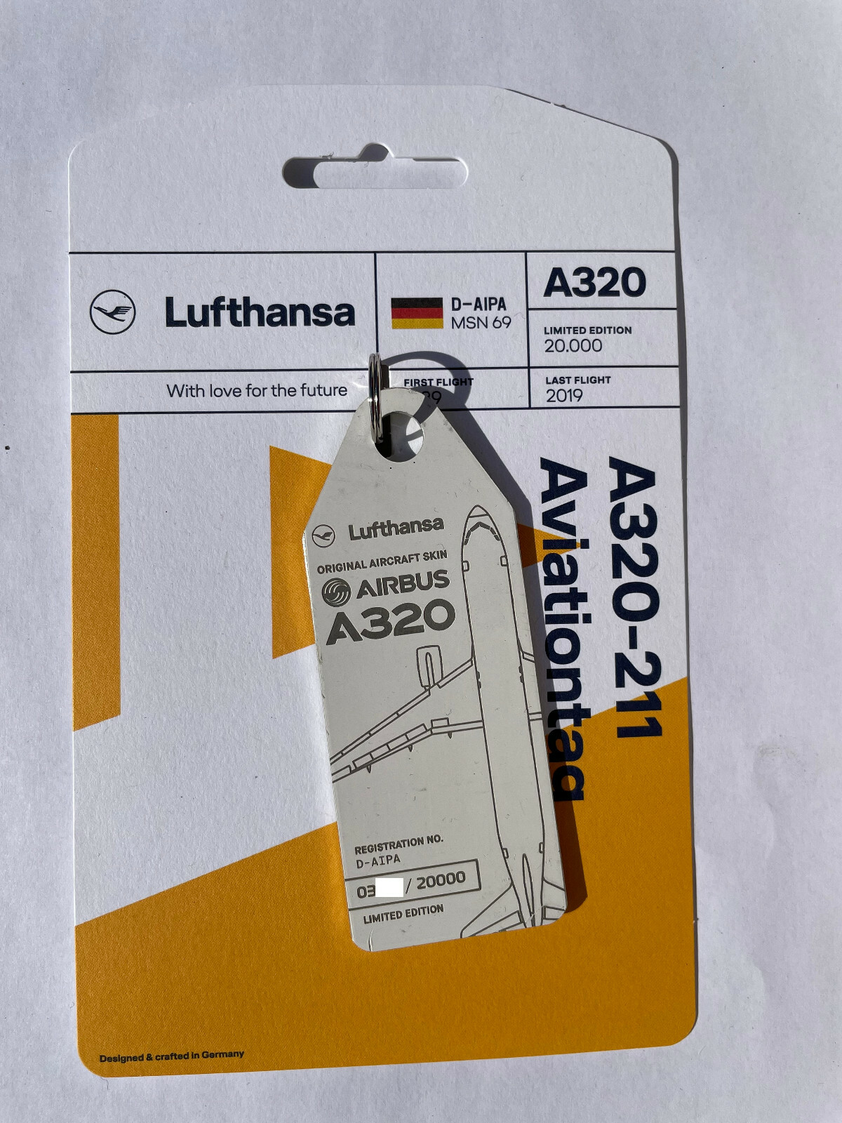 Aviationtag A320 Lufthansa, weiß / white – D-AIPA - erster