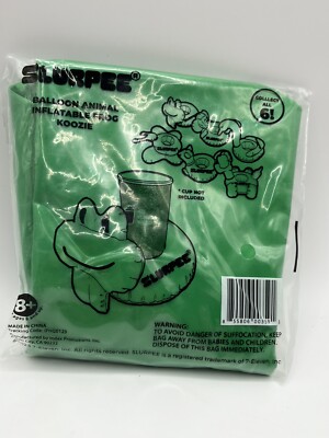 Slurpee Balloon Animal Inflatable Green Frog Koozie NEW 7-11