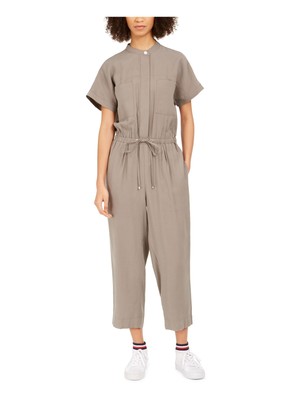 

Женский серый комбинезон на пуговицах с короткими рукавами TOMMY HILFIGER