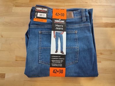 Kirkland Signature Men's Straight Fit Denim Jeans, Medium Wash Blue, 42x30