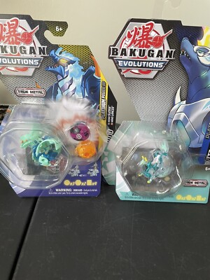 Bakugan Evolutions Blitz Fox (Blue)  & Dragoniod Figures. New
