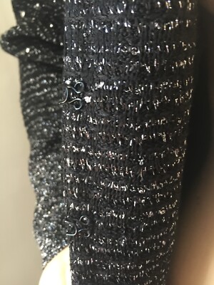 Pre-owned St. John Couture St John Knit Couture Sz 6 Black Caviar Jewel Jacket Wool Rayon