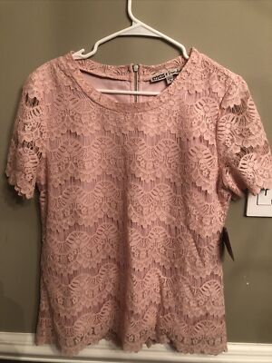 Gypsies Moondust Top Women Size Medium Pillars Pink Lace Blouse NWT