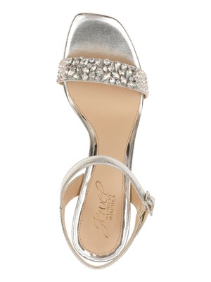 

JEWEL BADGLEY MISCHKA Женские серебряные сандалии Natasha Toe Stiletto Slingback, Серебряный, JW3410