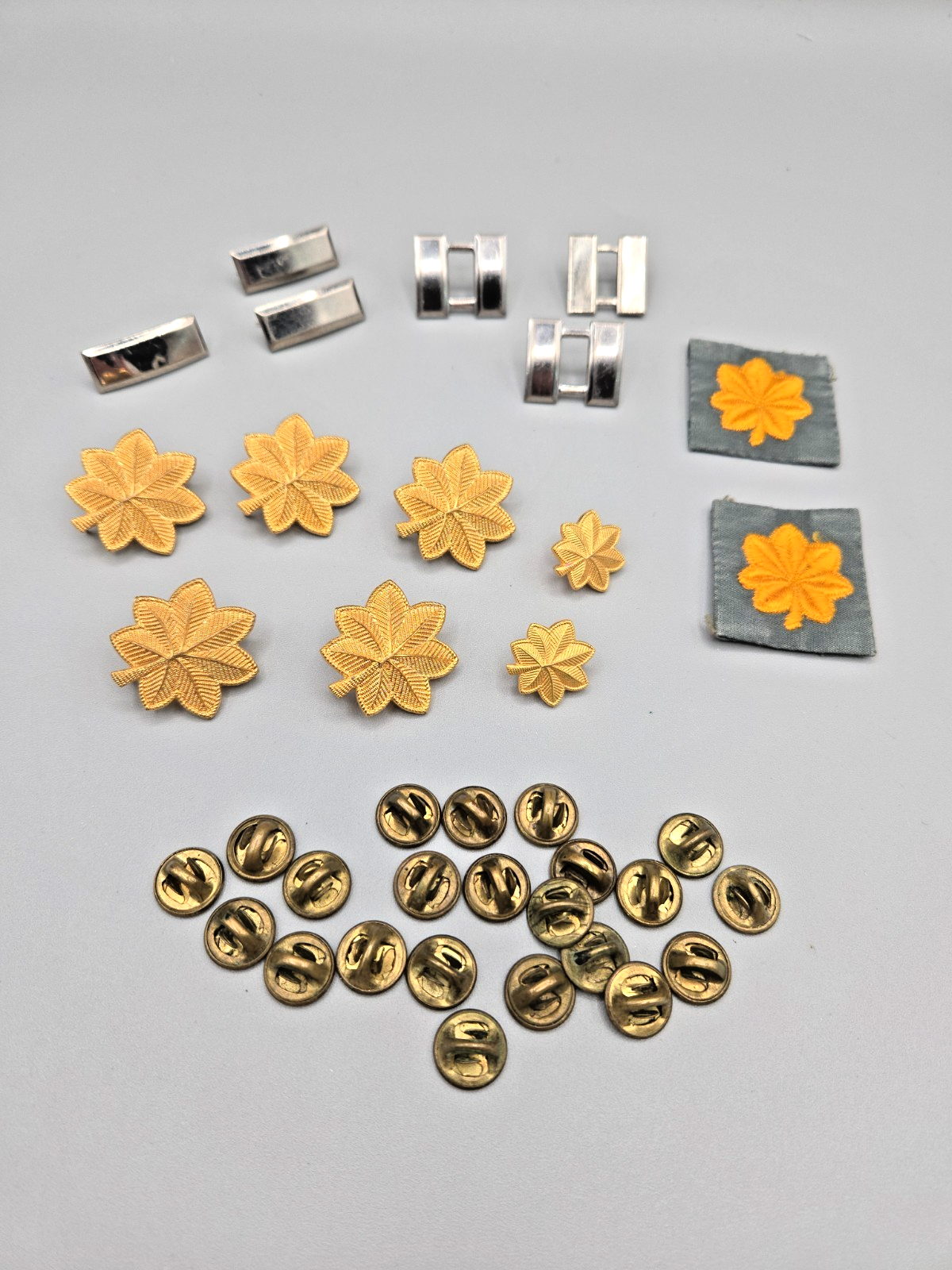 Vintage Silver/Gold Tone US Military Officer Rank Insignia Pins & Patches