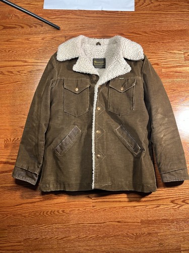 Wrangler Wrange Coat Mens Small Corduroy Beige Sherpa Lined