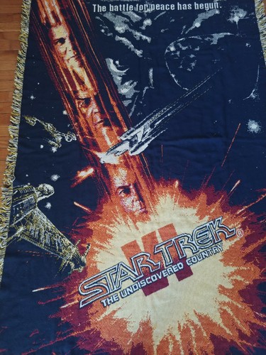 Star Trek VI The Undiscovered Country Blanket, Woven Throw cotton Afghan