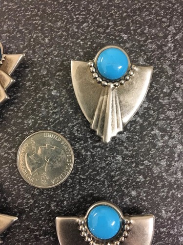 4 Faux Silver And Turquoise Western  Button Covers
