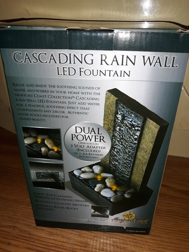 Cascading Rain Wall LED Tabletop Water Fountain with Adapter included