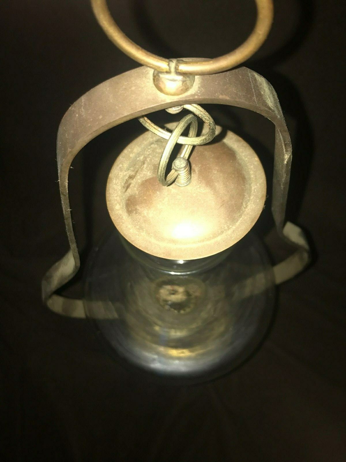 Vintage Hanging Brass Oil Lamp Hurricane Swag Lamp Nautical Ship Lantern 17