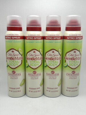 4 Old Spice GentleMan Total Body Cucumber+Avocado Aluminum Free Deodorant Spray