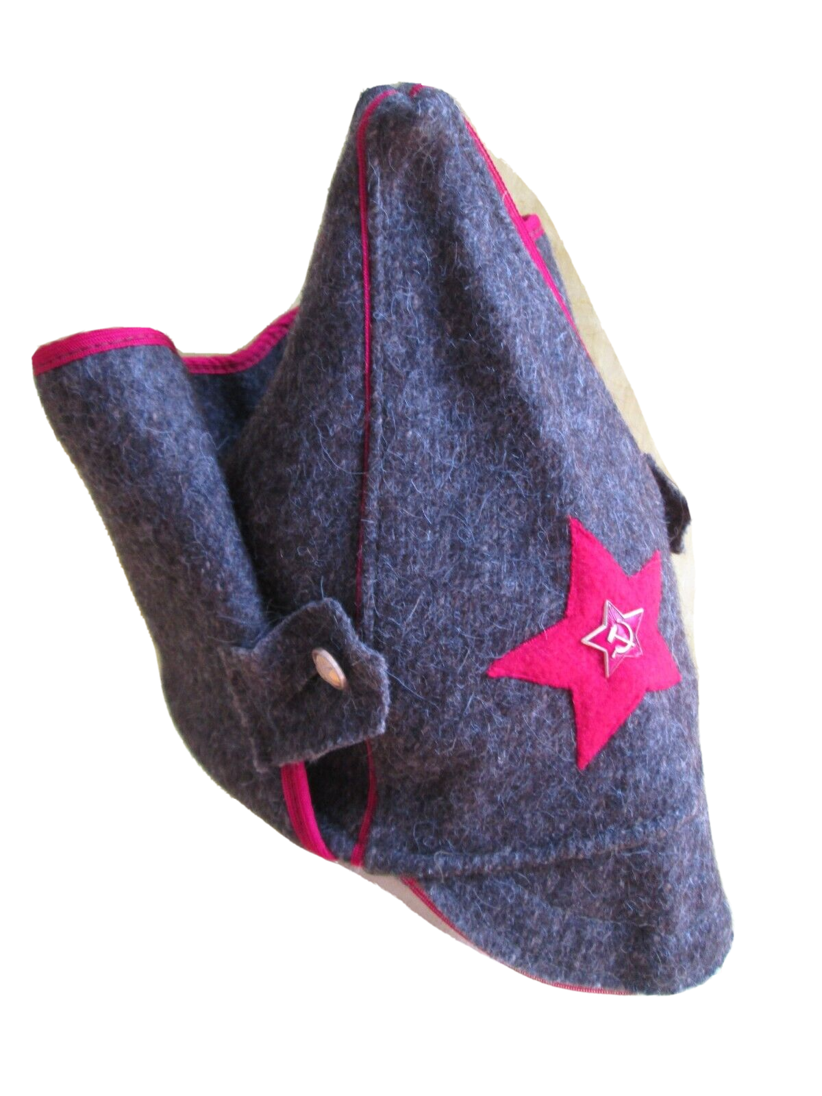 Budenovka WWI/II Replica Russian Peak Hat with Red Star/Size L