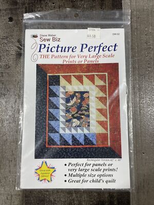 Picture Perfect Large Print / Panel Quilt Pattern Quilting Template 2002 Sew Biz
