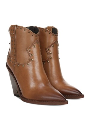 

SAM EDELMAN Женские коричневые кожаные ботинки в стиле вестерн с острым носком на блочном каблуке Iris 9,5 м, Коричневый, G5867L4