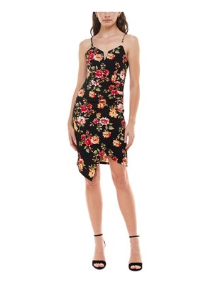 ПОЧТИ ЗНАМЕНИТОЕ женское темно-синее платье с асимметричным подолом и разрезом на бретельках-спагетти M