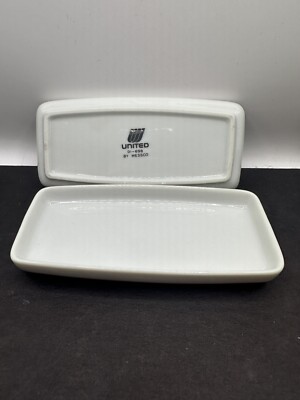 2 WESSCO UNITED AIRLINES WHITE SMALL 5 X 2.5 SNACK APPETIZER DISHES DL-698 China