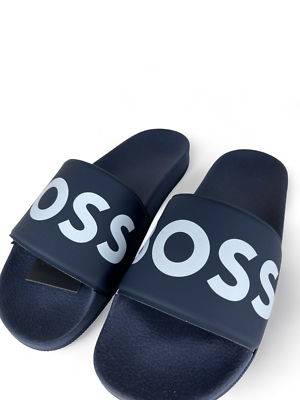 Mens Hugo Boss Sliders Dark Blue With Box Size 10