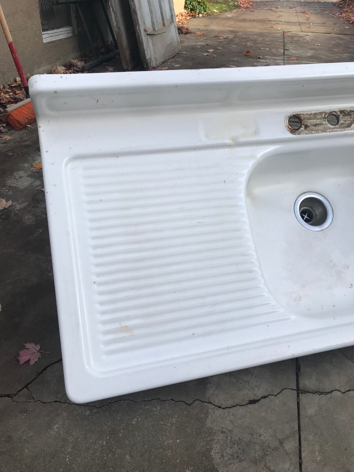 Antique Large Enamel Kitchen Sink Top Vintage 1920s - 1940s