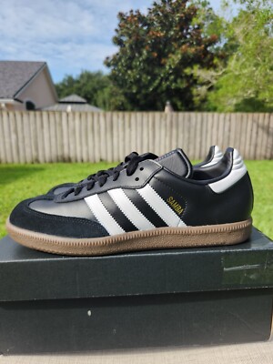 RARE Adidas Samba 019000 BLACK Leather Soccer Sneakers 100% Authentic SIZE 8.5