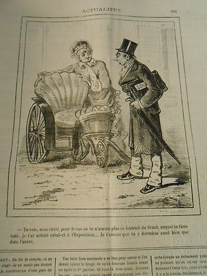 Caricature 1878 Le Fauteuil poussette tu y dormiras aussi bien que dans l'autre