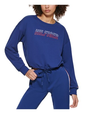 

TOMMY HILFIGER SPORT Женская темно-синяя толстовка с логотипом на спине и тесьмой на банджи с логотипом, Navy