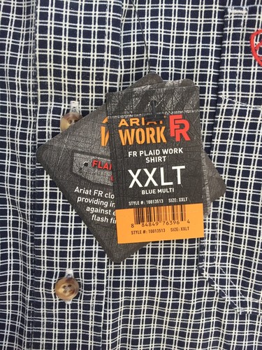 NWT Ariat FR Work Wear Black White Check Shirt 10013513 XXLT