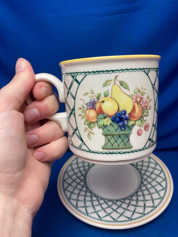 VILLEROY & BOCH “BASKET” SET OF 3 CUPS AND SAUCERS, MADE IN