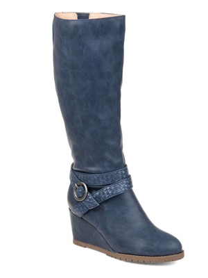 

JOURNEE COLLECTION Женские темно-синие ботинки Garin на танкетке с круглым носком, размер 6,5 XWC, Navy, GARIN-BLU-065XWC