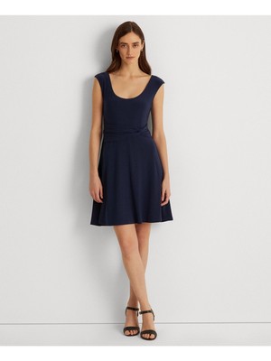 

RALPH LAUREN Женское темно-синее платье с короткими рукавами и короткими рукавами на закрученной передней части, Navy